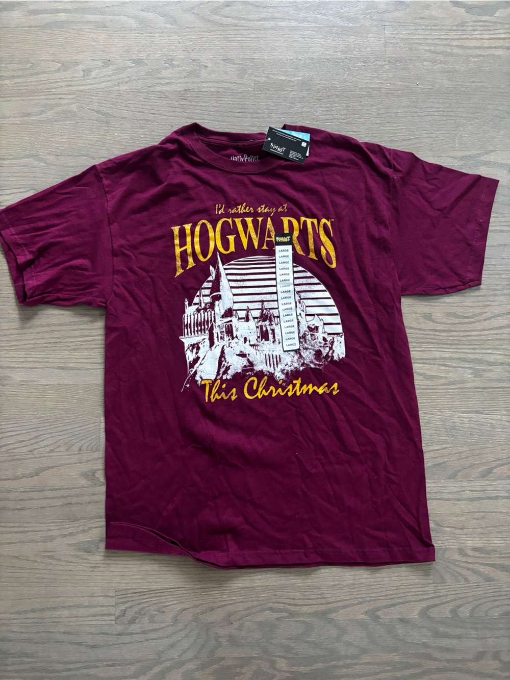 Harry Potter Maroon I’d Rather Stay At Hogwarts Tshirt size large